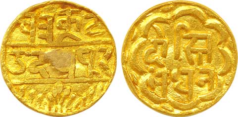 Gold Swarupshahi ¼ Mohur, 2.71g, ND (KM# Y# A12). Removed from ring otherwise very fine+, 