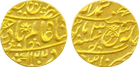 Muhammadabad Banaras, Gold Mohur, 10.89g , in the name of Shah Alam II, AH 1202/ RY 30, fi