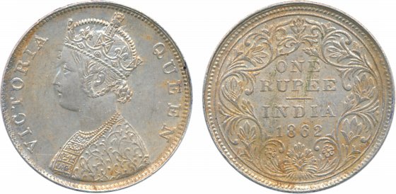 Victoria Queen, Silver Rupee, 1862, B/II/0/0. Extremely fine, scarce.
