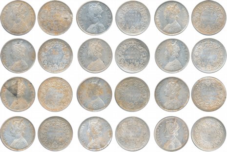 Victoria Queen, Silver Rupees (12), all different dot varieties, 1862, B/II/0/0, B/II/1/0,