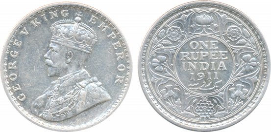 George V, Silver Rupee, 1911, Bombay Mint (Prid# 217). Very fine, scarce.