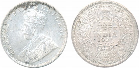 George V, Silver Rupee, 1921, Bombay Mint. Very fine, scarce.