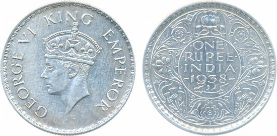 George VI, Silver Rupee, 1938, Bombay Mint (Prid# 233). Extremely fine, scarce.