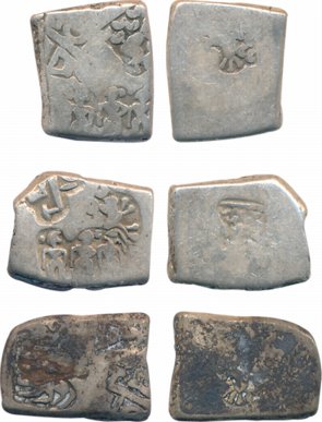 Punch Marked, Magadha Janapada, Silver (3), Karshapana, 3 Human figure type (Gupta Hardeka