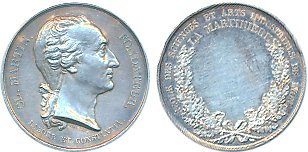 Claude Martin Medal, Silver, Obv: Bust of the lord to right, Rev: Inscription within wreat
