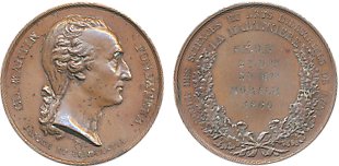 Claude Martin Medal, Bronze, 1860, Obv: Bust of the lord to right, Rev: Inscription within