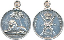 Shooting Medal, Silver, Indian Rifle association, 1868, Lion seated under palm tree, recip