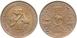 Indian National Congress- Exhibition Medal, Copper, 1904, Obv: Mother holding child & insc
