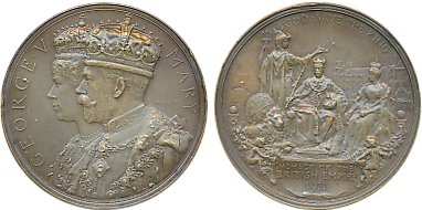 George V Coronation Medal, Copper, 1911, Obv: Conjoined bust of King & Queen, Rev: Coronat
