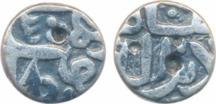 Muhammad Shah I, Silver 1/10 Tanka, 1.12g, Obv: Binah din Allah, Rev: Abu’l Muzaffar Muham