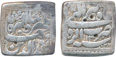 Jahangir, Silver Square Rupee, 11.18g, Agra Mint, AH 1027/ RY 13, Ilahi Month Tir (KM# 147