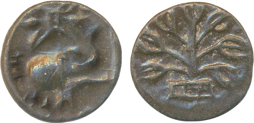 Western Kshatrapas, Nahapana, Junnar Region, Copper, 2.71g, Obv: Elephant walking to right