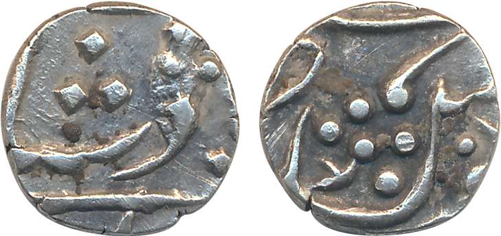 Chandore - Jafarabad,, Silver, 1/4th Rupee,2.60g, in the name of Shah Alam II (KM# 98). Ve