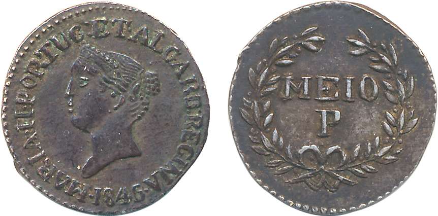 Goa, Maria II, Silver, ½ Pardao - 150 Reis, 2.70g, 1846, Obv: Portrait of the Queen to lef