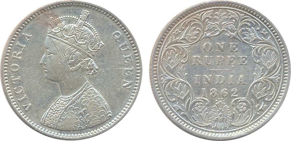 Victoria Queen, Silver Rupee, 1862, Bombay Mint, AI/0/4. Extremely fine, scarce.