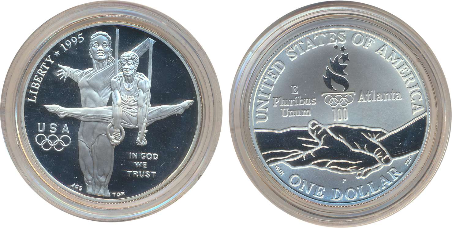 United States of America, Silver 1 Dollar Proof, 1995, Commemorating Centennial-100 Olympi