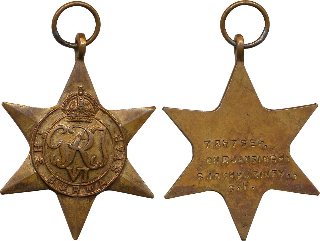 Jodhpur, Burma Star Medal, Bronze, awarded to Durjan Singh, 2 Jodhpur Infy. S.F. Very fine