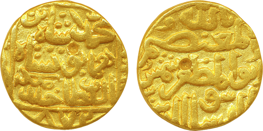 Ahmad Shah II, Gold Tanka, 11.06g, Hazarat Muhammadabad Mint, AH 853 (G&G# BH81). Very fin