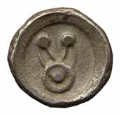 Punch-marked Coins, Kuntala Janapada, 6th century BC, Silver, 6.31g, pulley type with a bi