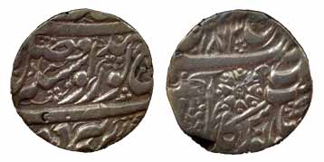 Amritsar Mint, Silver, Rupee, Arsi type, VS 1863 (KM 20.6). Cleaned but Fine+, Rare.