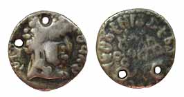 Satavahanas, Vasithiputra Pulumavi, Silver, Portrait type, with ornate bust of the ruler t