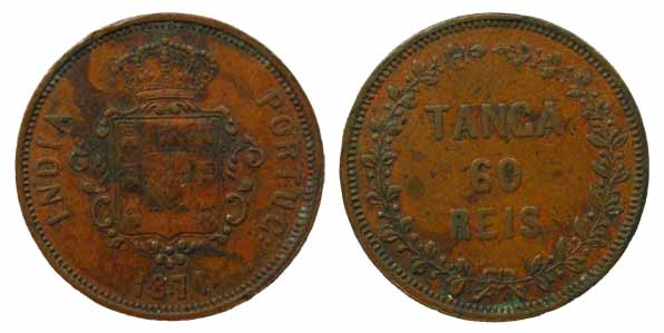 Goa, Tanga (60 Reis), 1871 (KM 6). Very Fine+, Scarce.