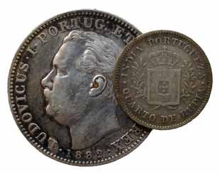 Luiz I (Ludvig), Silver (4), Set of 4 denominations: Rupia, ½, ¼ and 1/8 Rupia (KM 12, 11,