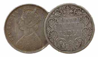 Victoria, Silver (8), ½ Rupee, 1862, 1886, 1887, 1888, 1889, 1893, 1898 and 1899. Fine+ to