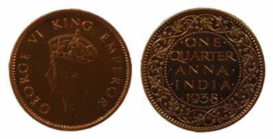 George VI, Copper, ¼ Anna, 1938. Proof, Very Rare.