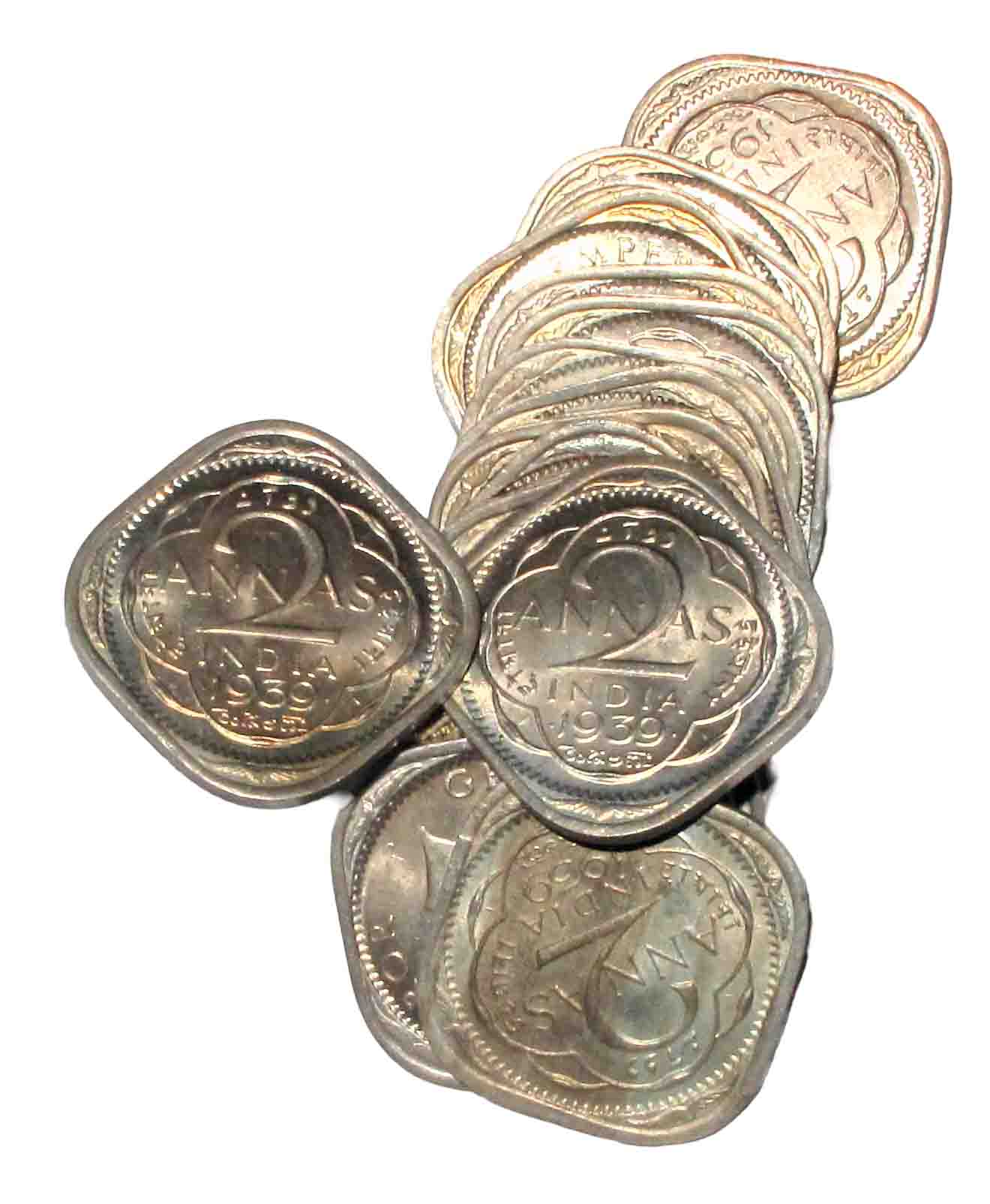 Mint-Packed Lots of 1 Anna (360) and 2 Annas (280). All are Mint-State. 640 coins