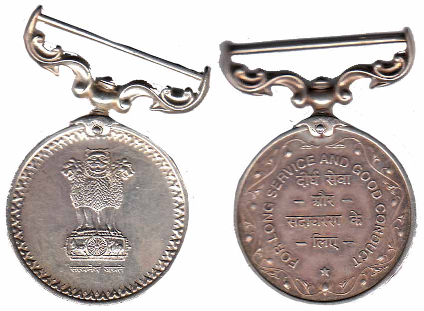 Republic of India,Service Medals, Silver (2), FOR LONG SERVICE AND GOOD CONDUCT, with the 