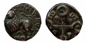 Satavahanas, Satavahana, Copper, 4.73 g, Junnar-Lion type with a very highly raised motif 