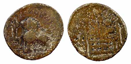 Satavahana Feudatories, Isamula, Lead, 12.35 g, Junnar-Lion type with the typical Junnar L