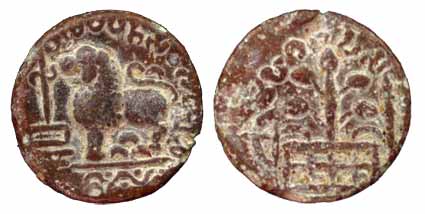 Satavahana Feudatories, Isamula, Lead, 11.55 g, Junnar-Lion type with the typical Junnar L