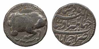 Jahangir, Silver, Zodiac Rupee, Ahmedabad Mint, Taurus Sign, AH 1027/13 (KM 150.5). Very F
