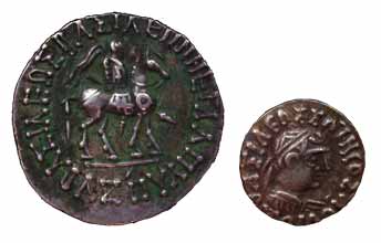 Indo-Greeks and Indo-Scythians, Silver (5), Obol of Eucratides; Drachms of Artemidos and Z