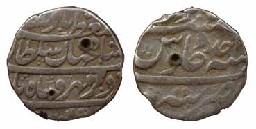 Shah Alam I, Silver, Rupee, Tatta Mint, with the pre-accession name Muazzam on obv, RY Aha