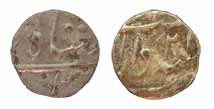 Muhammad Shah, Silver, 1/8 Rupee, Burhanpur Mint, RY 21 (KM 431B.4). About Very Fine, Scar
