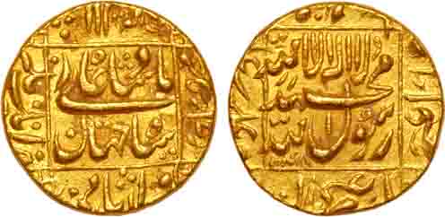 Shah Jahan, Gold Mohur, 10.91g, Aurangnagar Mint, AH 1048, central inscription within squa