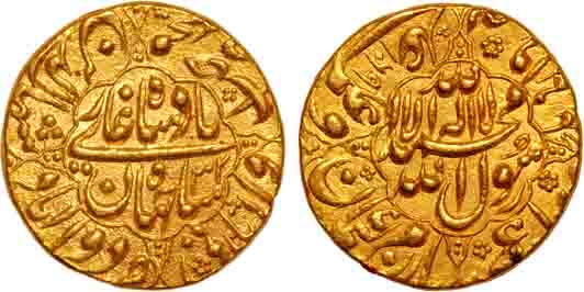 Shah Jahan, Gold Mohur, 10.91g, Daulatabad Mint, AH 1069/ RY 32, Obv: Full name of emperor