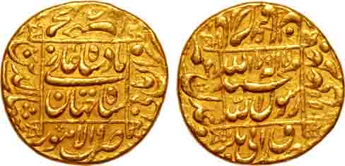 Shah Jahan, Gold Mohur, 10.88g, Lahore Mint, AH 1055/ RY 19, central inscription within sq