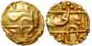 Marathas, Chhatrapati Shivaji, Gold ½ Fanam, 0.12g, Obv: Crude Nagari legend ‘Shri / Raja 