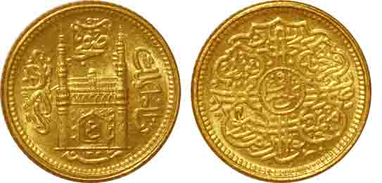 Hyderabad, Mir Usman Ali Khan, Gold 1/8th Ashrafi,104g, AH 133/ RY 4, Obv : Charminar gate