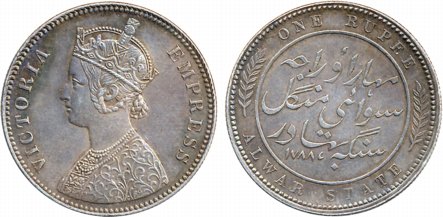 Mangal Singh, Silver Rupee, AD 1788 (Error), Obv: Crowned bust of Victoria Empress to left