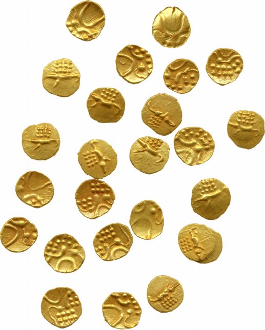 Rama Varma V, Gold Fanams (25), Very fine to very fine+. 25 coins.