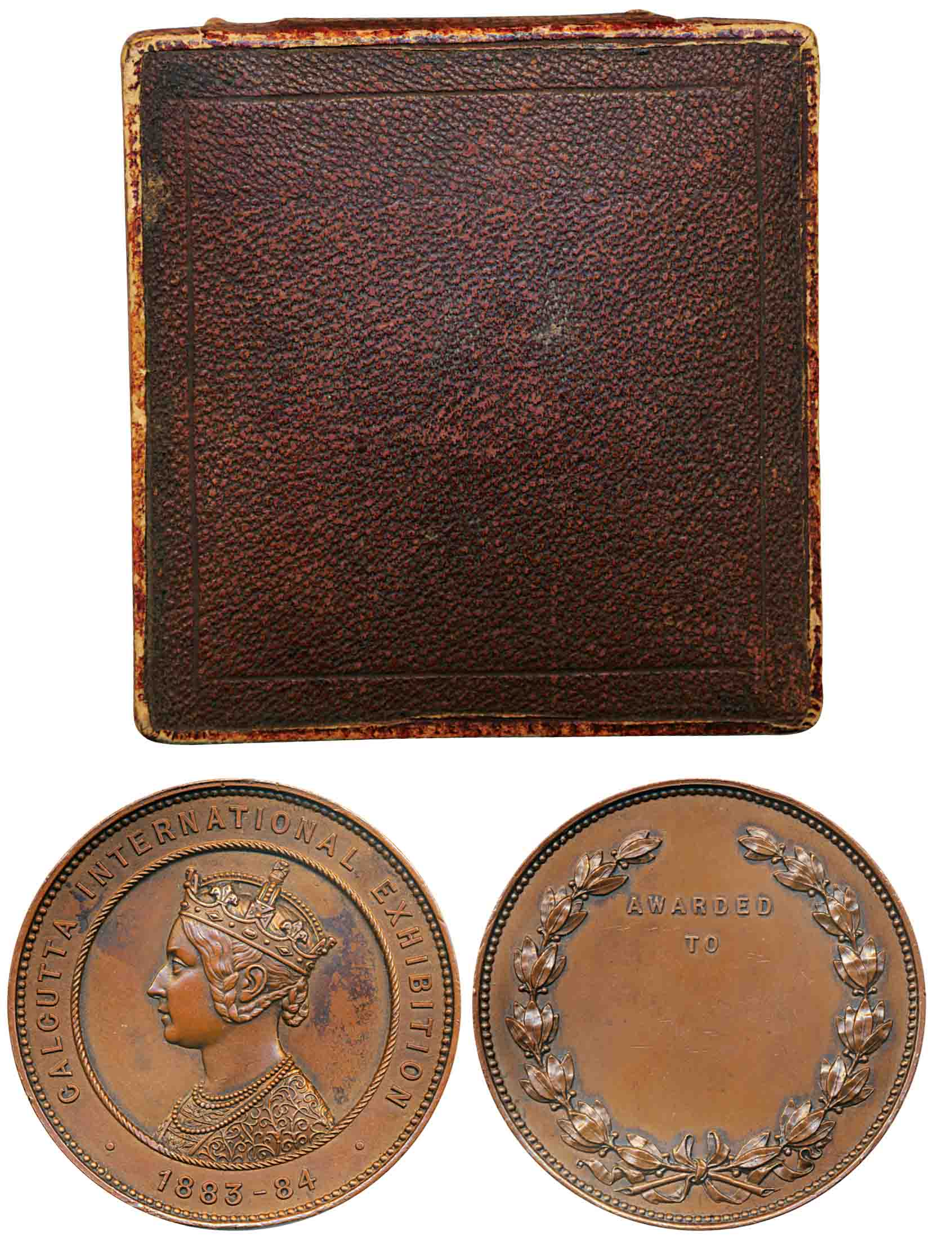 Victoria, Calcutta International Exhibition Medal, Copper, 1883-84, Portrait of Victoria t