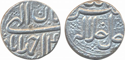 Akbar, Silver Rupee, 11.34g, “Jalalahu” type, Ahmedabad Mint, Month Aban, Illahi 4X (KM# 9