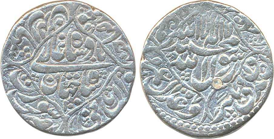 Shah Jahan, Silver Rupee, 11.46g, Surat Mint, AH 1057/ RY 20 (KM# 230.3). Very fine+, scar