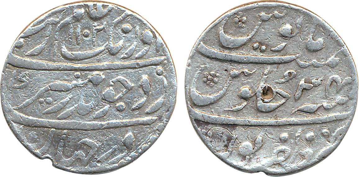 Aurangzeb, Silver Rupee, 11.43g, Zafarpur Mint, AH 1102/ AH 34 (KM# 300.94). Very fine, ra