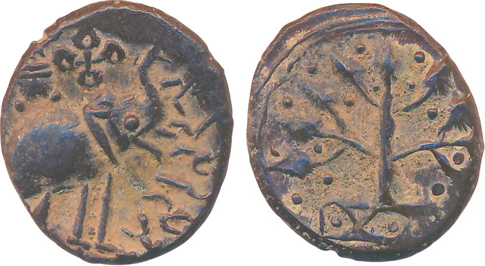 Satvahanas, Kosikiputra Satakarni, Nasik Region, Potin, 5.53g, Obv: Elephant standing faci
